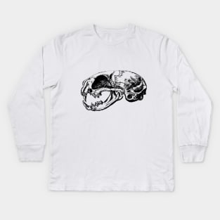 Anatomical Cat Skull  | Animal Skeleton | Anatomical Art | Veterinarian Gift | Medical Student Gift Kids Long Sleeve T-Shirt